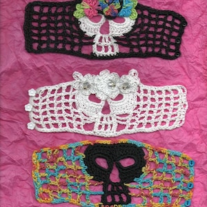 PDF File Hybiscus Day of the Dead Sugar Skull Crochet Bracelet  Pattern