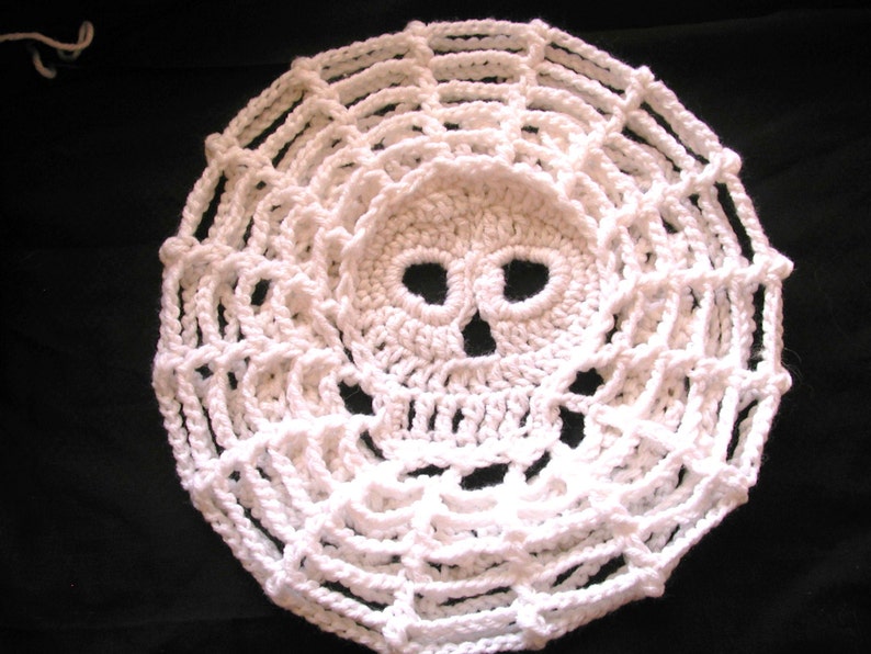 PDF Crochet PATTERN Web Skull Slouch Hat image 1