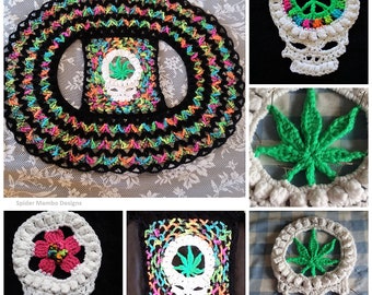 PD 420 Skull Circle Vest With 3 Options Pot Leaf, Flower, or Peace Sign