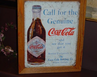 COCA COLA LARGE FRAMED 15 X 18 COUNTRY RUSTIC MATTED PRINT MAN GIRL DOG