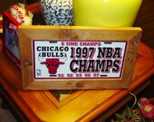 FREE SHIPPING Rare Chicago Bulls 1997 License Plate Sign Framed cedar NBA Champions