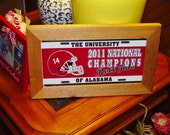 FREE SHIPPING Rare University of Alabama 2011 License Plate Sign Framed cedar National Champs