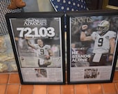 FREE Shipping 2 New Orleans Saints Drew Brees Custom framed solid cedar original Advocate newspaper Man Cave