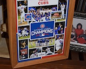 FREE SHIPPING Chicago Cubs custom framed 2016 National League Champions MLB Licensed Collage Photo Solid Rustic Cedar