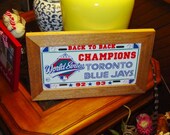 FREE SHIPPING Rare Toronto Blue Jays 1993 License Plate Sign Framed cedar 6x12 metal display