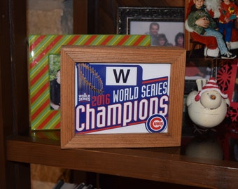 FREE SHIPPING Chicago Cubs 2016 World Series Champions custom cedar framed display decal deep profile desk buddy