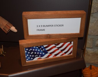 FREE SHIPPING Rare 3 x 9 Size Bumper Sticker display frame deep profile solid rustic cedar