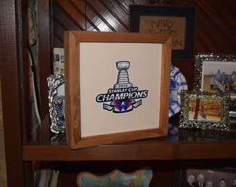 FREE SHIPPING Washington Capitals custom cedar framed 8x8 ceramic tile plaque  2018 Stanley Cup Champions