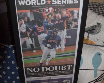 FREE SHIPPING Houston Astros 2022 World Series Champions Custom framed newspaper complete original Houston Chronicle  No Doubt