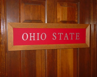 FREE SHIPPING Large Ohio State framed sign man cave custom lettered solid cedar wood oak finish country rustic bar display