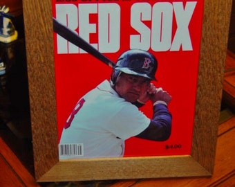 FREE SHIPPING 1983 Rare Boston Red Sox Vintage Yearbook original custom framed cedar oak finish Man Cave rustic wall hanging display