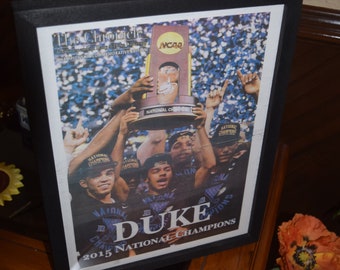FREE SHIPPING Duke University original complete newspaper 2015 National Champions custom framed Special Edition