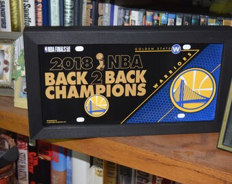 FREE SHIPPING 2018 Golden State Warriors Metal License Plate Tag Custom Framed solid cedar Sign Deep Profile