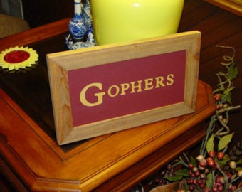 FREE SHIPPING Man cave Gophers custom lettered sign solid cedar framed oak finish country rustic bar display