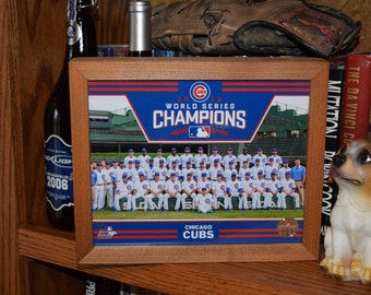 FREE SHIPPING Chicago Cubs custom framed 2016 World Series Champions MLB Licensed Team Photo Solid Rustic Cedar