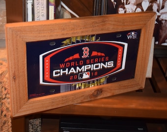 FREE SHIPPING Boston Red Sox Metal License Plate Sign Framed cedar 6x12 display sign 2018 World Series