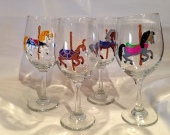 Libbey Glass Christmas Winterland Glitter Stemless Wine Glasses Set of 4 