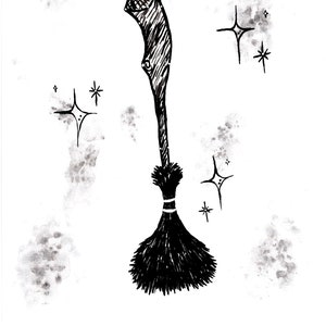 Witch Broomstick Art Print, Witch Art Print, Witchy Art Print, Witch Art