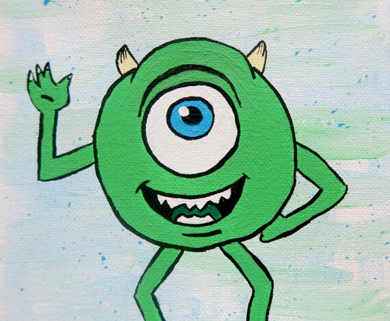 Mike Wazowski Monsters Inc Nursery Baby Shower Decor Art Kids Room Acrylic Painting 6 X 6 In