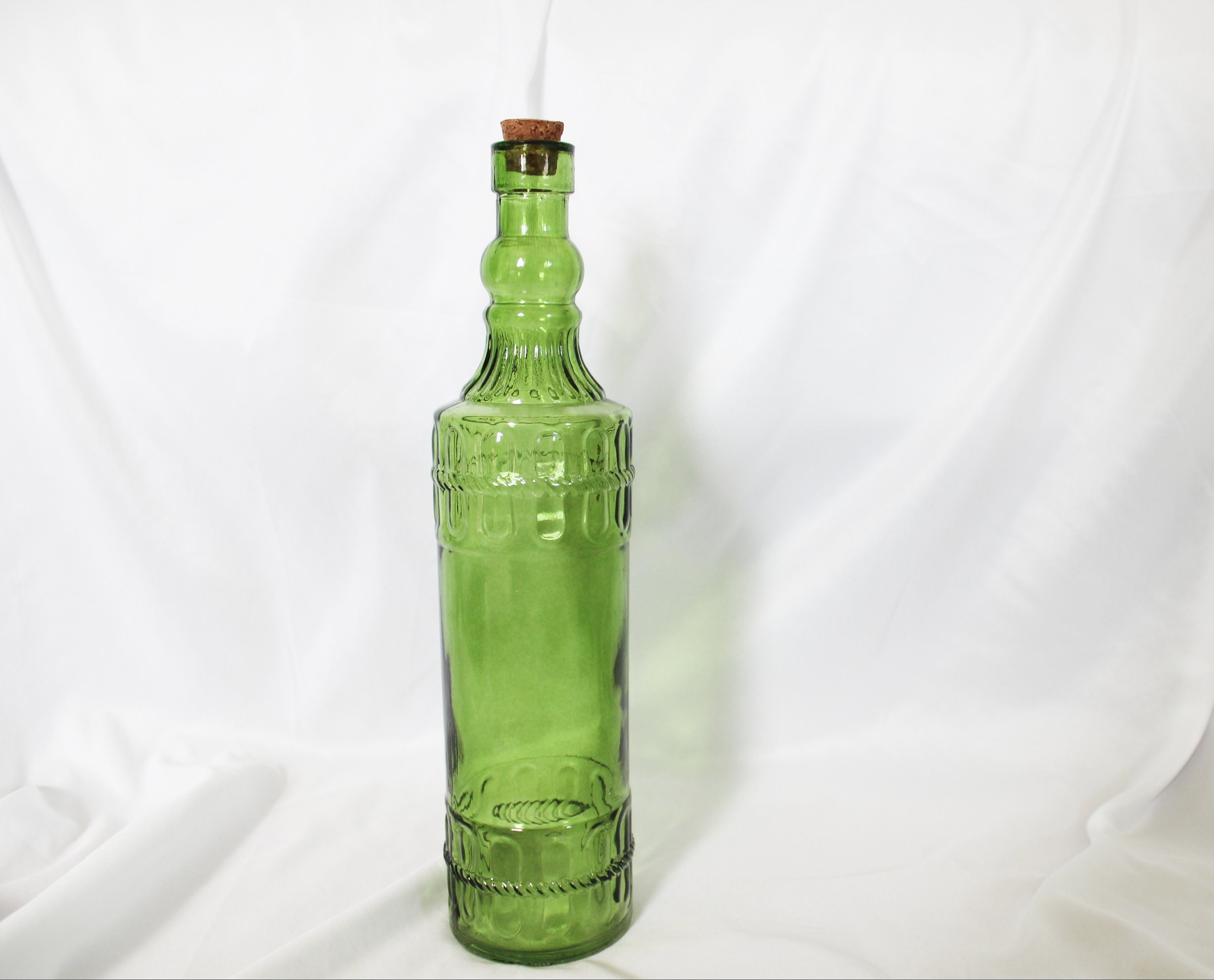 Vintage Green Glass Bottle Cork Green Glass Bottle Moon Etsy