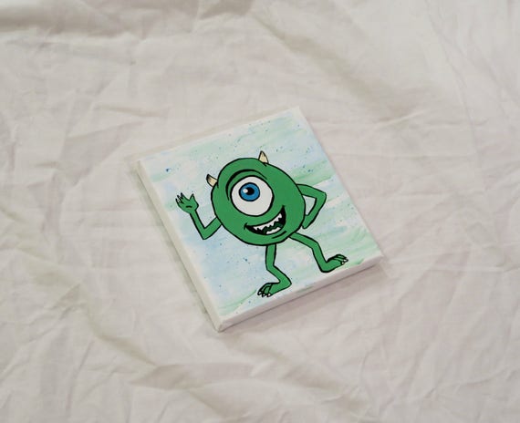 Mike Wazowski Monsters Inc Nursery Baby Shower Decor Art Kids Room Acrylic Painting 6 X 6 In