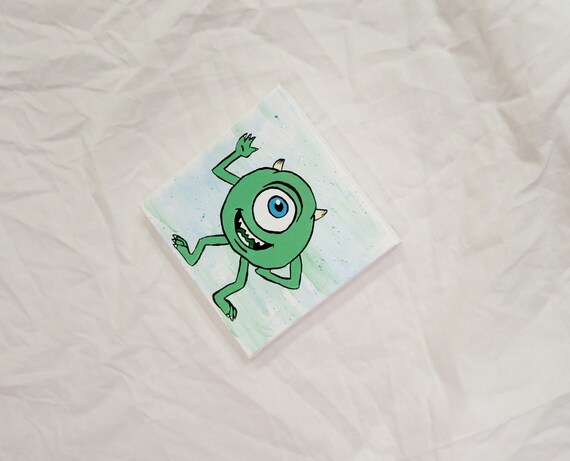 Mike Wazowski Monsters Inc Nursery Baby Shower Decor Art Kids Room Acrylic Painting 6 X 6 In