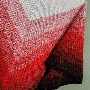 White, Red, Black Ombre Shawl