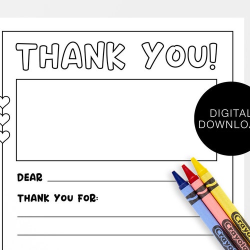 Kids Thank You Letter Template Kids Thank You Letter Fill-in - Etsy