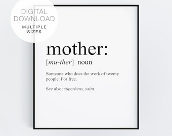 Mother's Day Dictionary Definition Printable, Mother's Day Funny Sign, Birthday Poster Mom, Mom Superhero, Mom Saint, Mom is the Best
