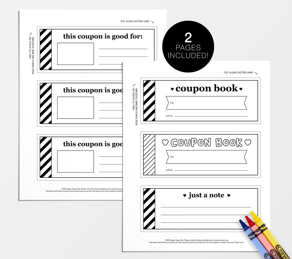 Kids Printable Coupon Book DIY Coupon Template Personalized Etsy