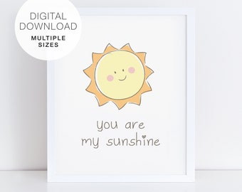 You Are My Sunshine Printable, Sunshine Printable, Sunshine Art, You Are My Sunshine, Sunshine Quote, Yellow Nursery Art, Baby Shower Gift