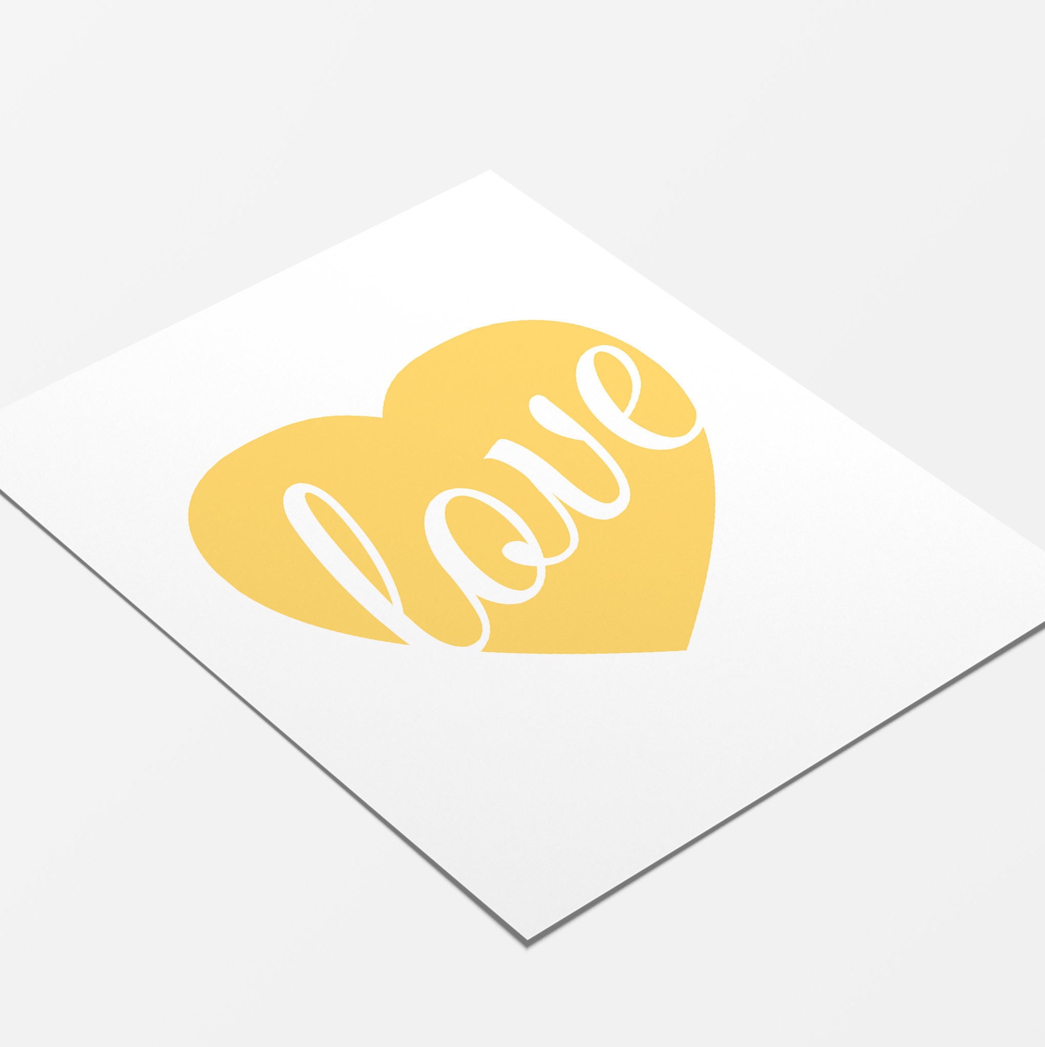 Yellow Heart Love Wall Decor Printable Yellow Heart Yellow | Etsy