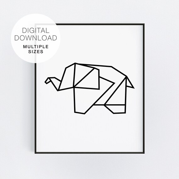 Origami Elephant Printable Geometric Animal Art Print Etsy Origami Elephant Printable Geometric Animal Art Print Etsy