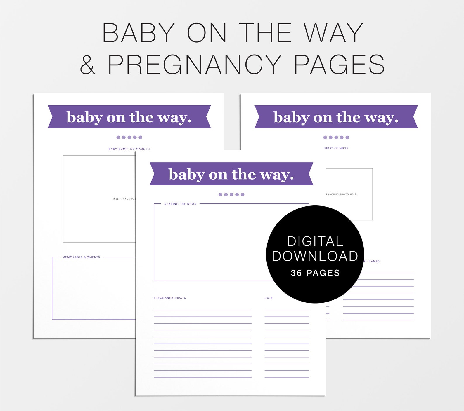 Digital Baby Book, Printable Baby Keepsake Journal, Baby Milestone Book