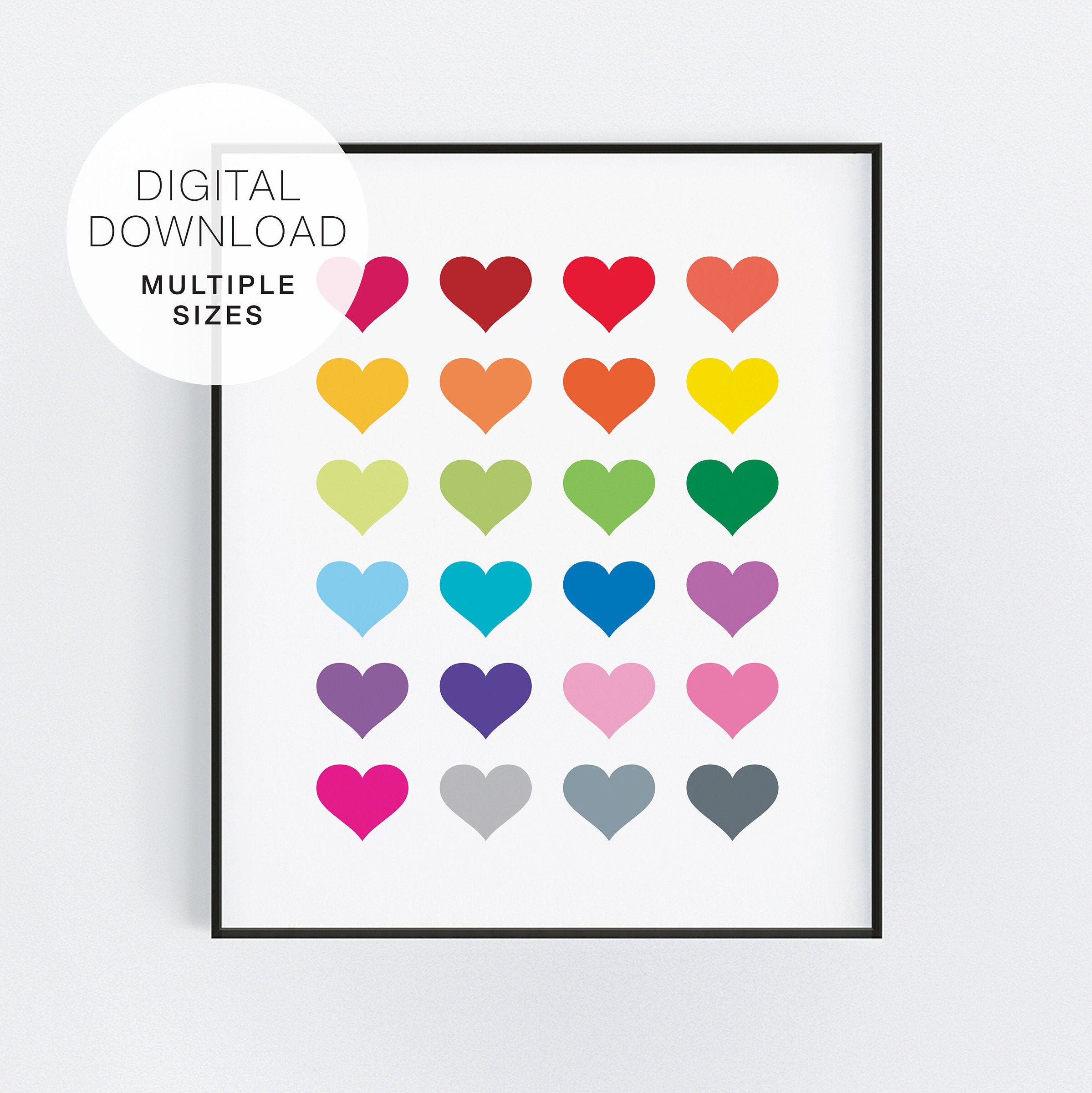 Rainbow Hearts Printable Nursery Art Heart Kids Room Art | Etsy
