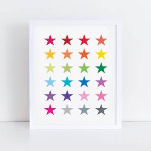 Rainbow Stars Printable Art Colourful Stars Kids Room Art | Etsy