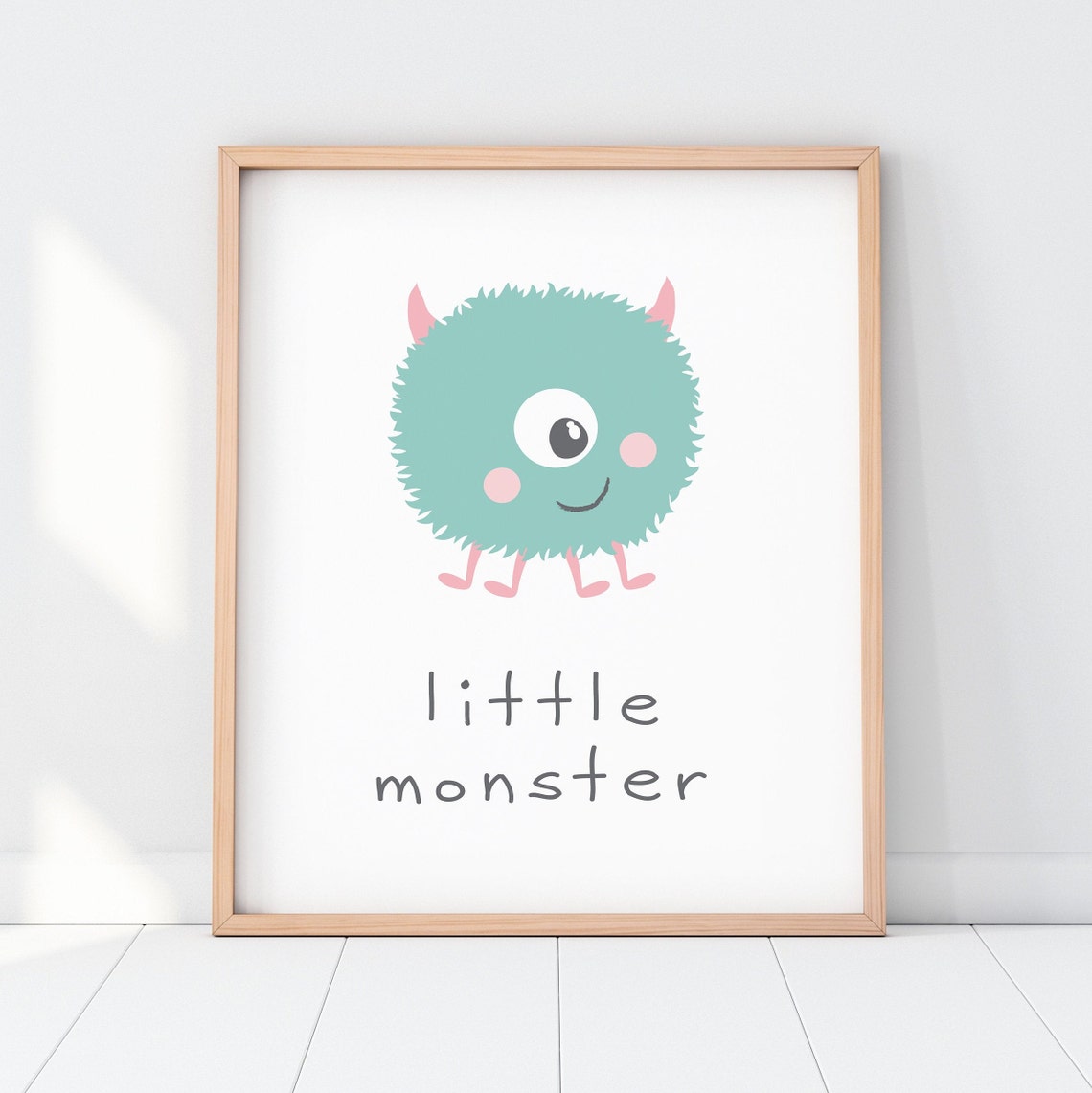 Little Monster Printable Kids Room Art Mint Pink and Grey | Etsy