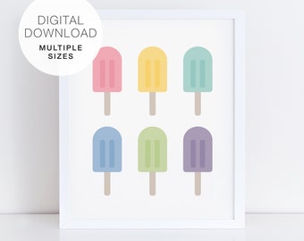 Popsicle Printable, Ice Cream Art Print, Summer Art Print, Kids Summer Art Print, Popsicle Station Sign, Popsicle Wall Art, Kids Party Sign