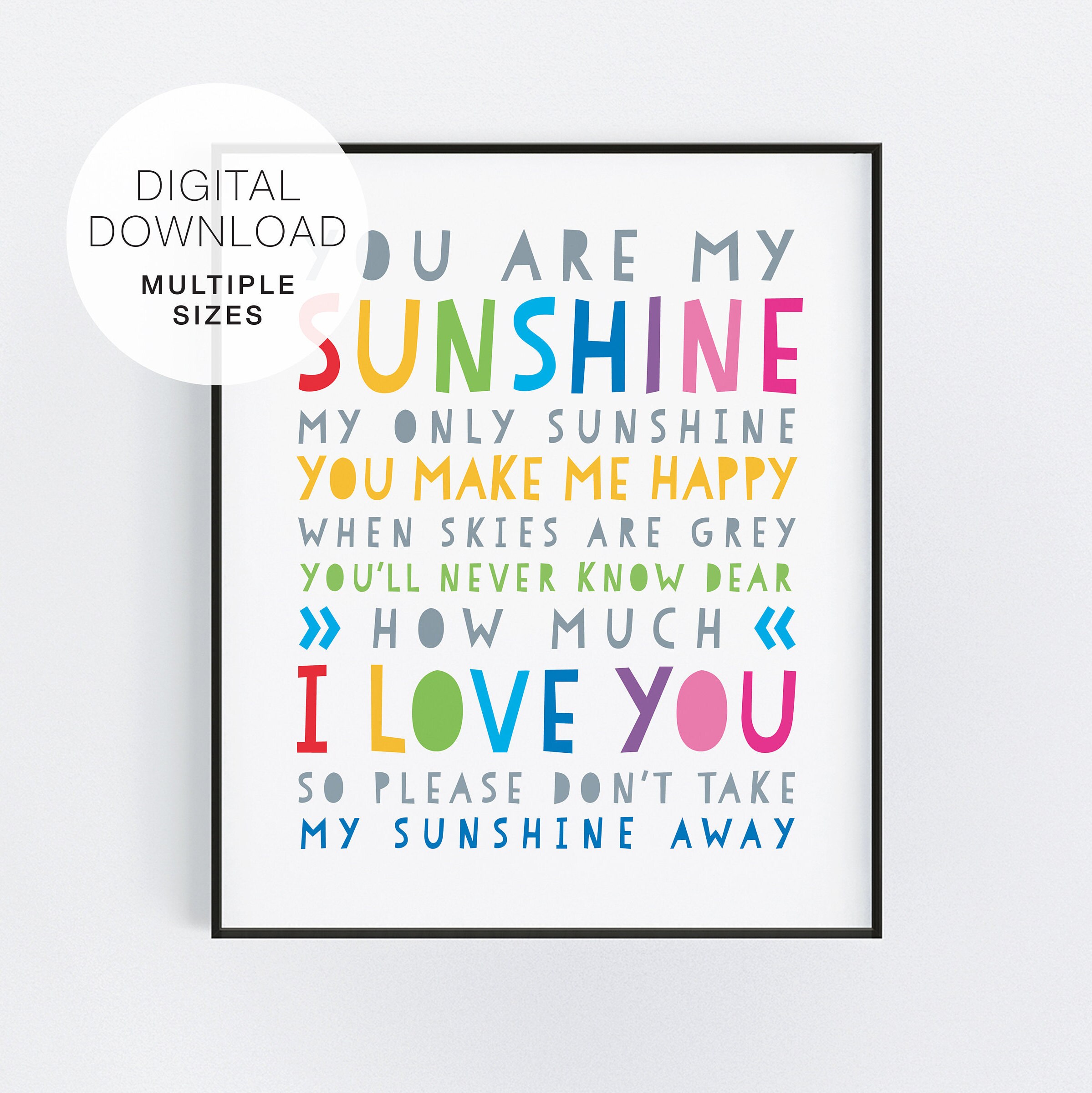 You Are My Sunshine Printable Rainbow Typography Printable - Etsy