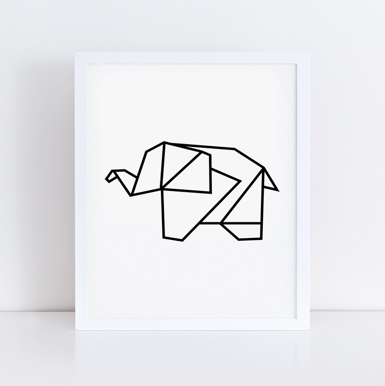 Origami Elefant druckbare geometrische Tier Kunstdruck Etsy.de
