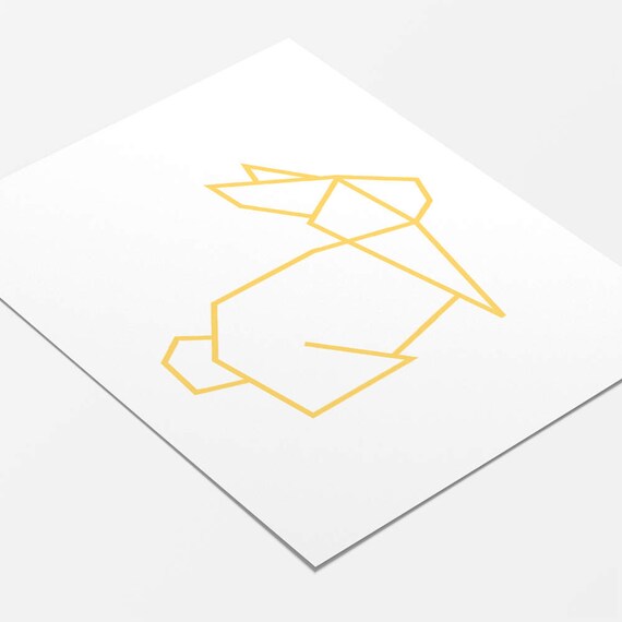 Gelbe Origami Hase Geometrische Kunst Hase Origami Tiere Kunst Kindergarten Kunst Druckbare Kunst Gelbe Kindergarten Kunst Geschlecht Neutral