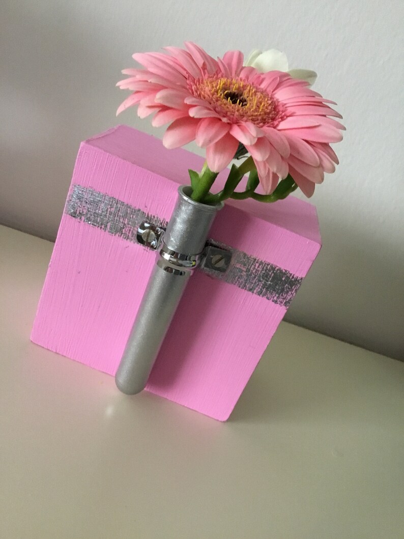 Pretty Pink And Silver Test Tube Vase Bud Vase Test Tube Etsy