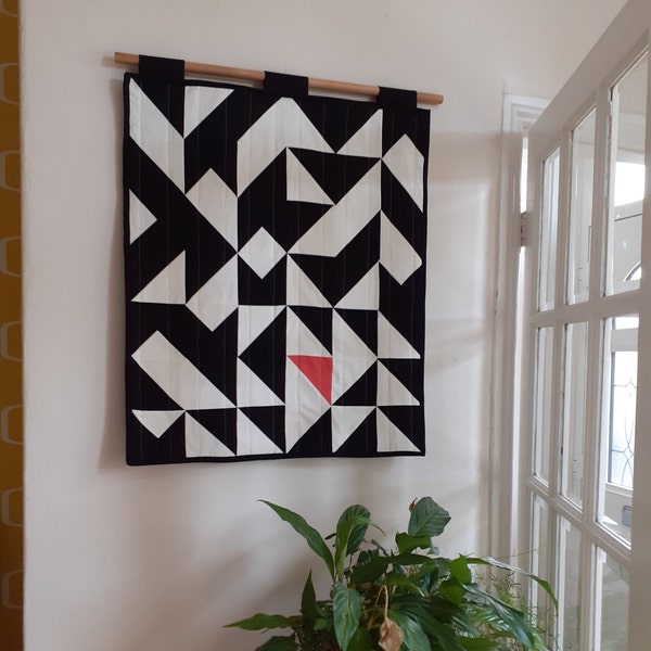 Modern geometric art quilt, geometric wall hanging, mid century design, modern home decor, minimalistic wall quilt, modern style wallhanging