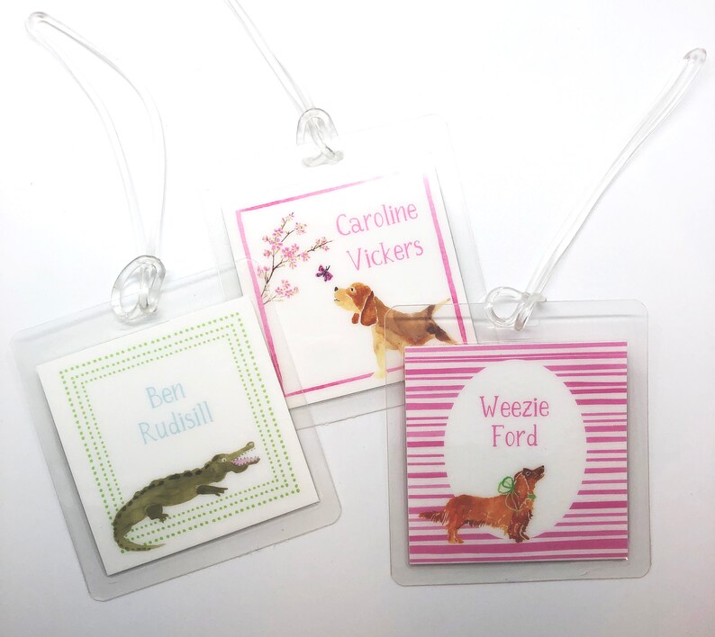 Kids Luggage Tag Diaper Bag Tag Bag Tag Backpack Tag Diaper Bag Tag with girl puppies