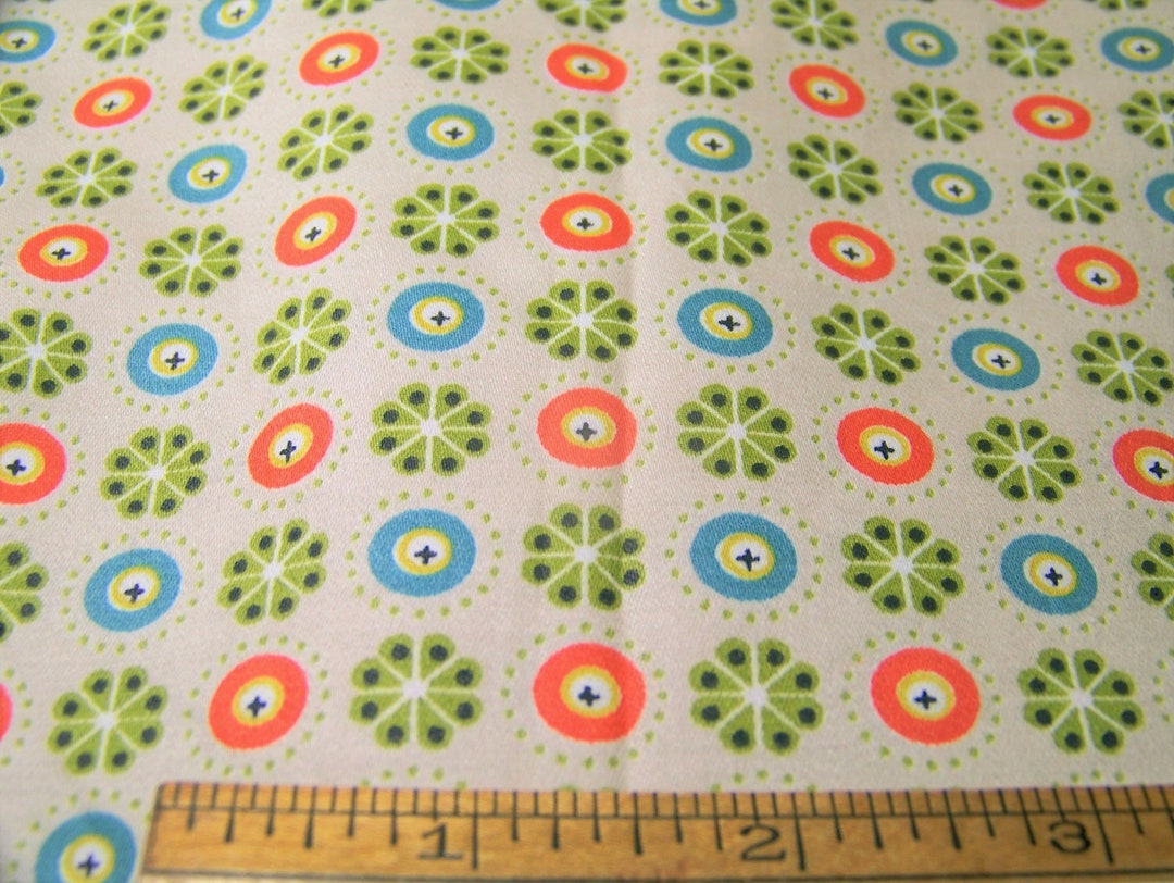 Vintage 1950's Waverly Glosheen Cotton CIRCLES DOTS woodmont 36 W X 36