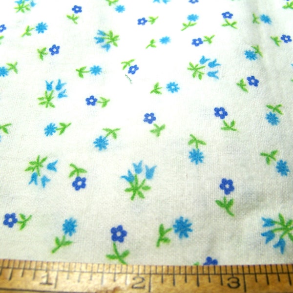 Vintage 1960's Cotton Flannel Fabric TINY FLORAL 42" Wide x 36"Long Quilts Doll Clothes Shirting Inv50