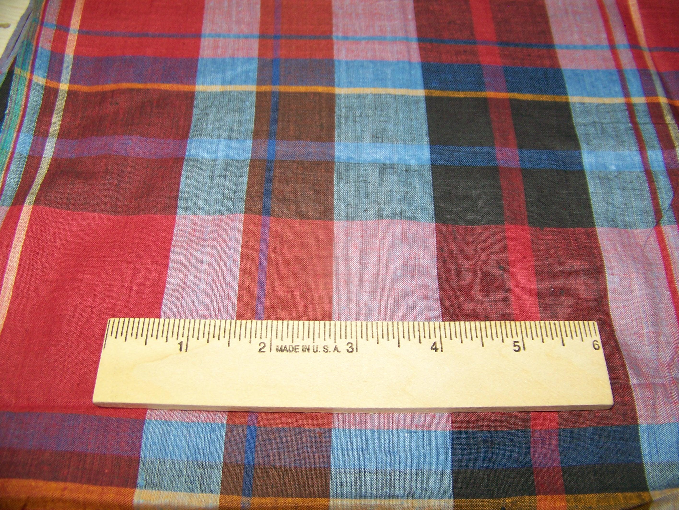 Invam Color Chart Vintage 1970s Madras Plaid Cotton Fabric: Red, Blue, Yellow, Black ...