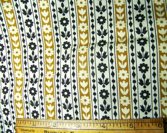 1960s Waverly Cotton Fabric: Stripe Daisy Floral Print (50&quot;x36&quot;) Inv50