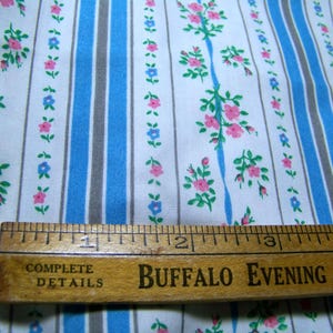 Vintage Ticking Style Cotton ROSE STRIPE FLORAL 42&quot; W 36&quot; L Quilting Sewing Fabric Boho InvCB
