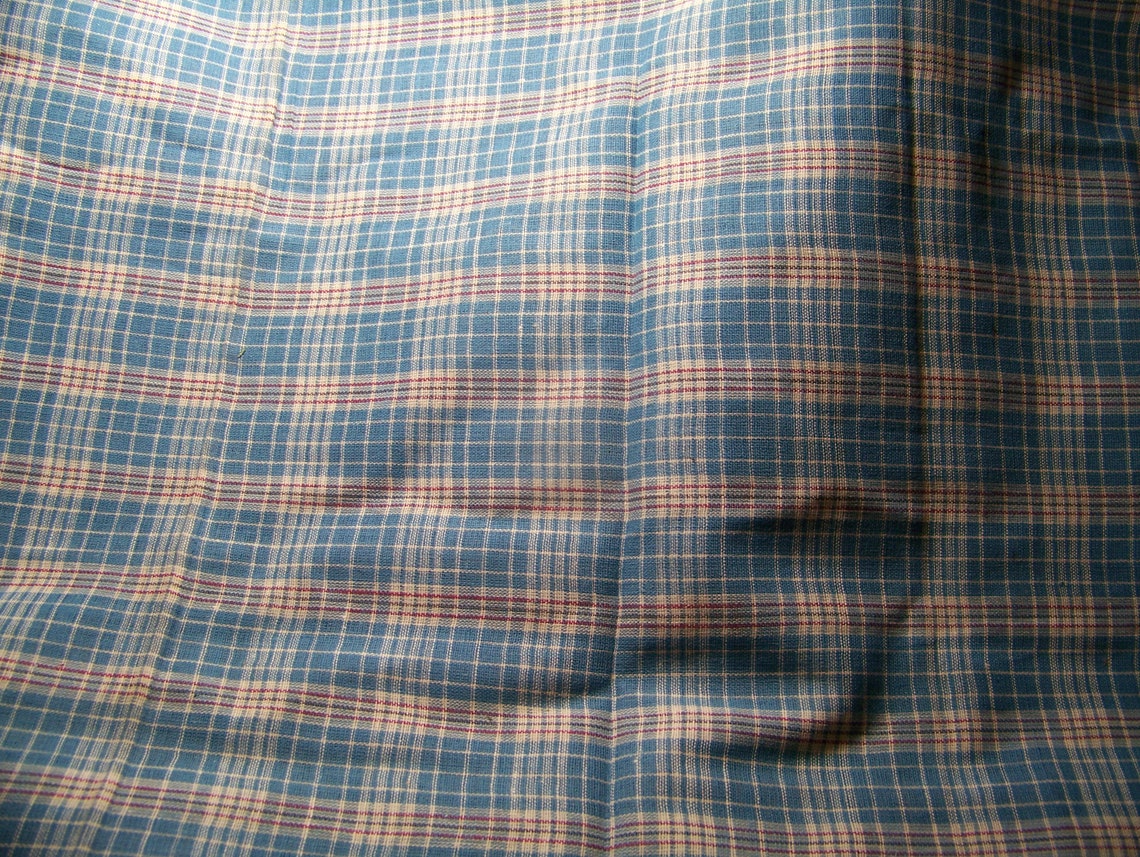 Vintage 1800's Shirting Cotton Fabric CHAMBRAY PLAID Blue - Etsy